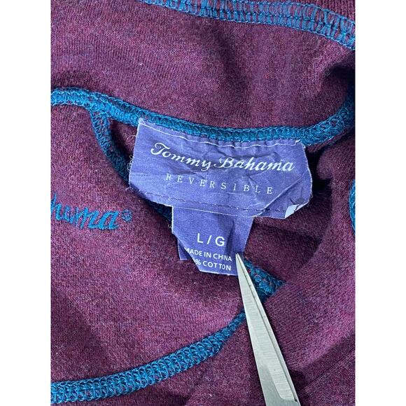 Tommy Bahama Mens 1/4 Zip Pullover Sweater Sz Large Reversible Teal Blue Purple - Picture 4 of 10